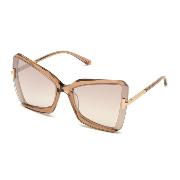 Tom Ford - Gia Semi Rimless Butterfly Sunglasses - Shiny Beige 57G - FT0… - Picture 7 of 11